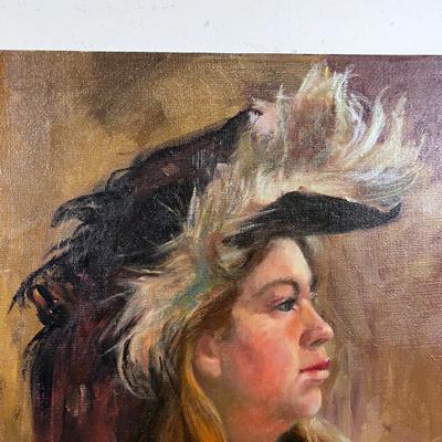Vintage Oil on Canvas, Dubbed "Cleavage" 
