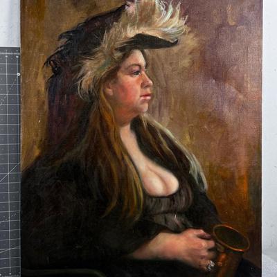 Vintage Oil on Canvas, Dubbed "Cleavage" 