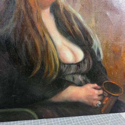 Vintage Oil on Canvas, Dubbed "Cleavage" 