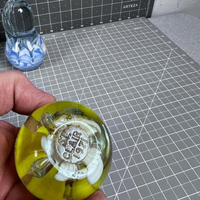 Hand Blown GLASS Paperweight Collection Plus Ashtray and Bud Vase