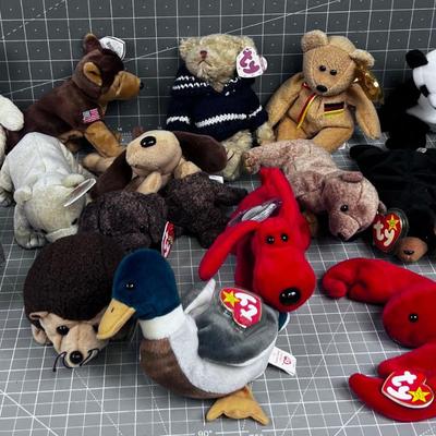 15 Beanie Babies Including "PINCHERS" Lobster, Highly Collectible and Valuable. 