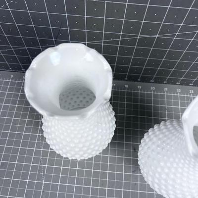 Pair of Hobnail Milk Glass Lampshades