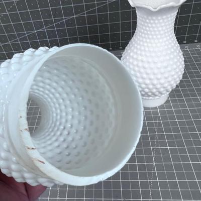 Pair of Hobnail Milk Glass Lampshades