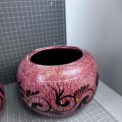 Pair of Mexican Terra Cotta Planters Red