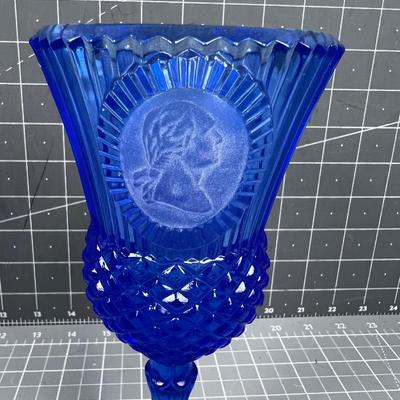 Blue Cobalt Glass George Washington Goblet
