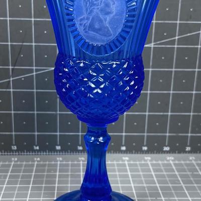 Blue Cobalt Glass George Washington Goblet