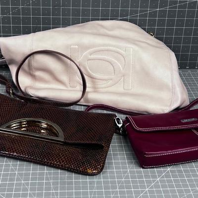 Lot of 3 Fashion Leather Purses, Vintage  