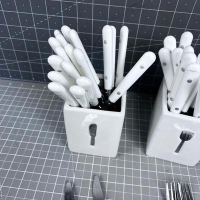Set of WHITE: Forks, Knives & Spoons
