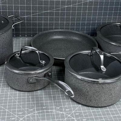 NICE!!   J A HENCKELS Granite Like Gray Pot & Pan Set NICE!!