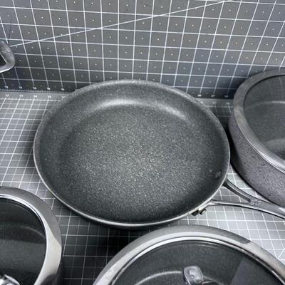 NICE!!   J A HENCKELS Granite Like Gray Pot & Pan Set NICE!!