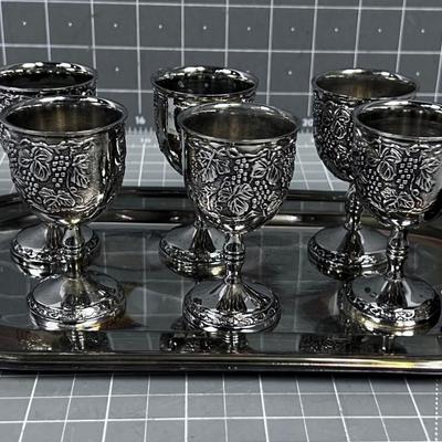 FANCY Silver Plated Liquor Set 