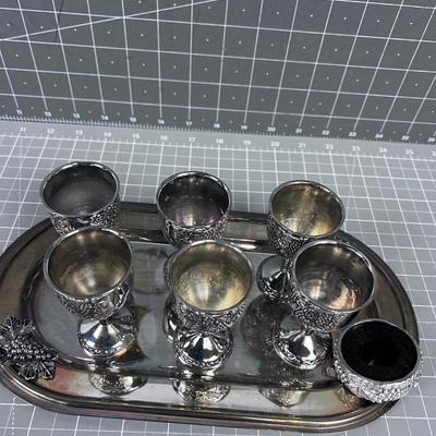 FANCY Silver Plated Liquor Set 