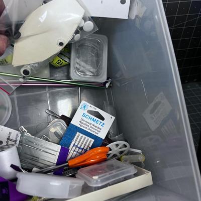 Large lot of Crafting and Sewing in a 3 Drawer Plastic Rolling Bin