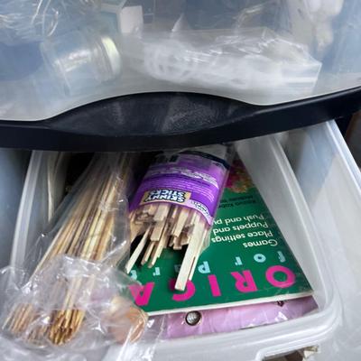 Large lot of Crafting and Sewing in a 3 Drawer Plastic Rolling Bin