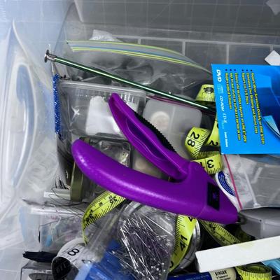 Large lot of Crafting and Sewing in a 3 Drawer Plastic Rolling Bin