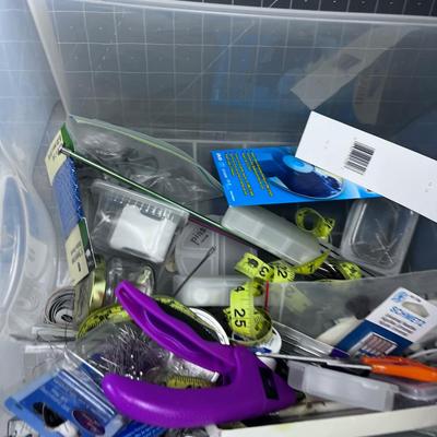 Large lot of Crafting and Sewing in a 3 Drawer Plastic Rolling Bin