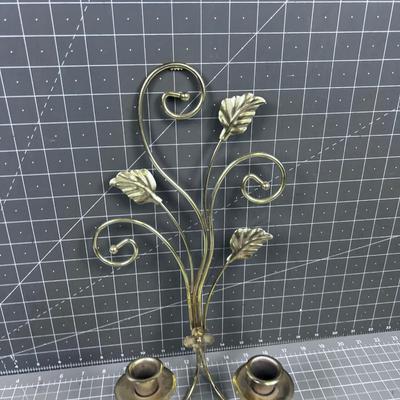 2 GOLD Toned Wall Sconce Candle Holders