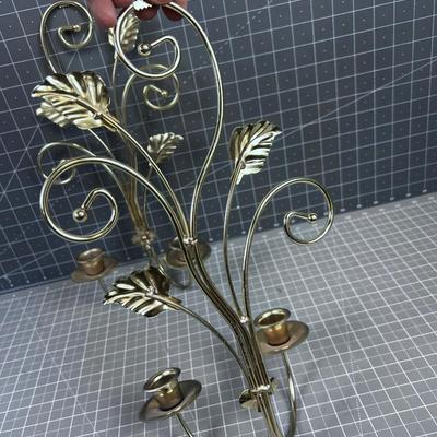 2 GOLD Toned Wall Sconce Candle Holders