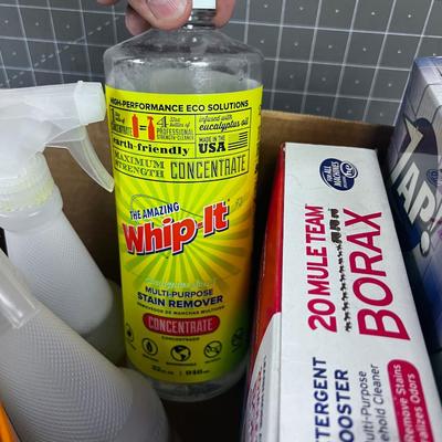 Box of Used and Opened Cleaning Products