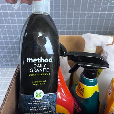 Box of Used and Opened Cleaning Products