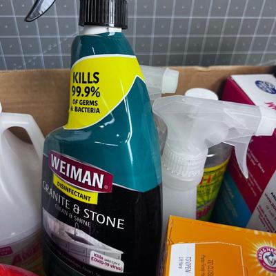 Box of Used and Opened Cleaning Products