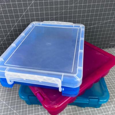 3 Hard Plastic Storage tubs 