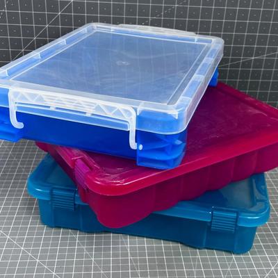 3 Hard Plastic Storage tubs 