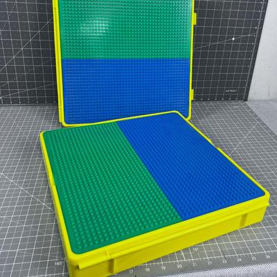 2 LEGO STORAGE Tubs with Build on Platforms 