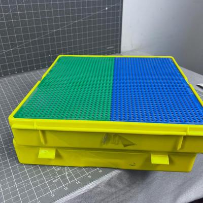 2 LEGO STORAGE Tubs with Build on Platforms 