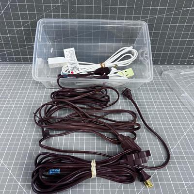 5 Indoor Extension Cords in a tub