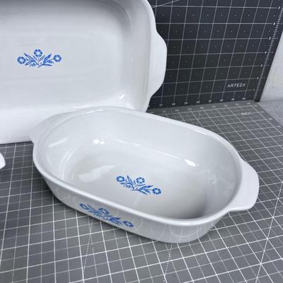 3 Pieces of Blue Flower CORNING WARE