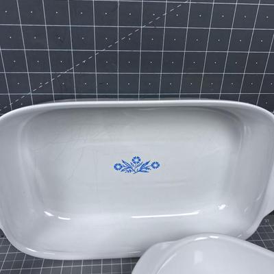 3 Pieces of Blue Flower CORNING WARE