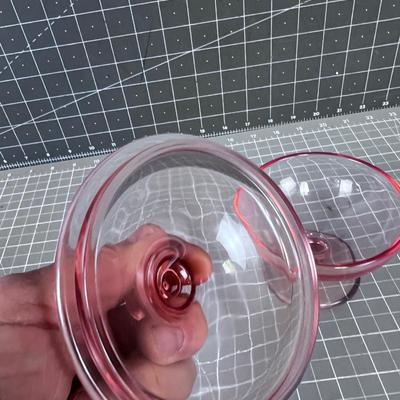 Nice Covered Pink Depression Glass Footed Dish