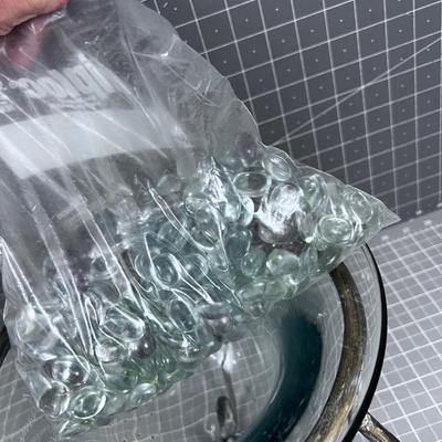 Iron, Glass, Clear Rocks. Center Piece