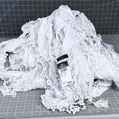 White Lacey Scarfs (a Dozen or soo) 