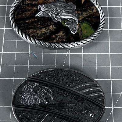 Born Free Knife Belt Buckle NOCONA Belt Buckle of LARGE MOUTH BASS