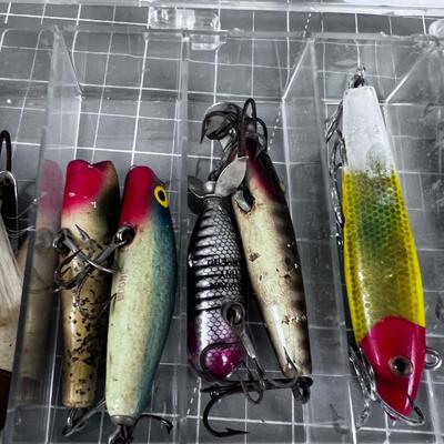 Tray full of Antique Fishing Lures 