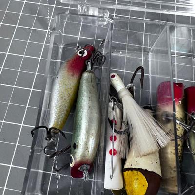Tray full of Antique Fishing Lures 