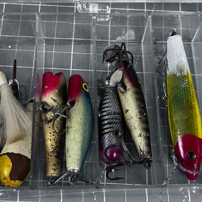 Tray full of Antique Fishing Lures 