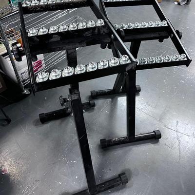 Pair of NICE Adjustable Height Work Benches with Rollers