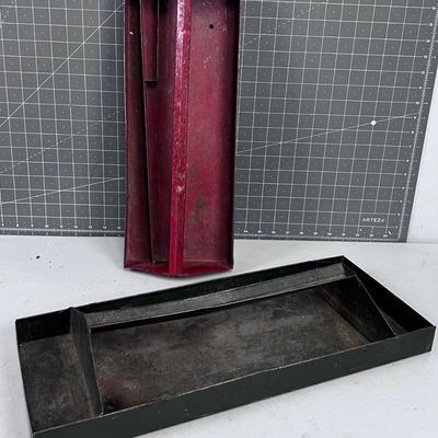 2 Trays, Metal for Tools Red & Green 
