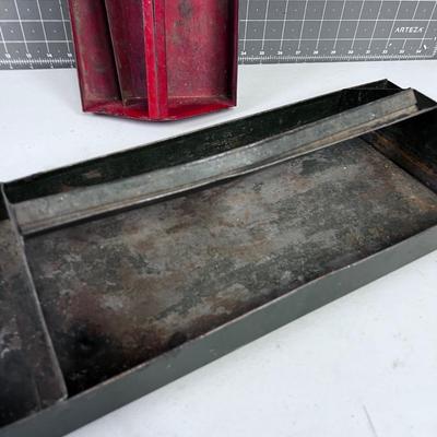 2 Trays, Metal for Tools Red & Green 