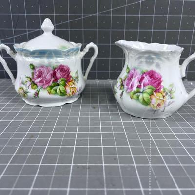 Antique German Porcelain  Cream & Sugar