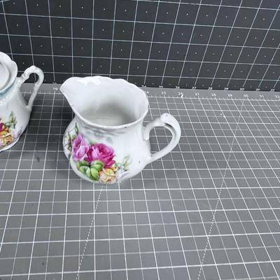 Antique German Porcelain  Cream & Sugar