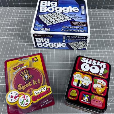 3 Games Big Boggles, Spot It, Suchi Go 