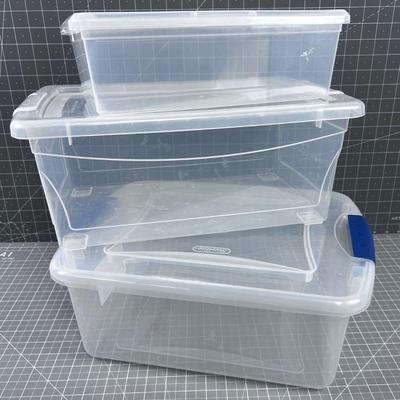 3  Small Plastic Storage Tubs 