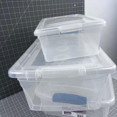 3  Small Plastic Storage Tubs 