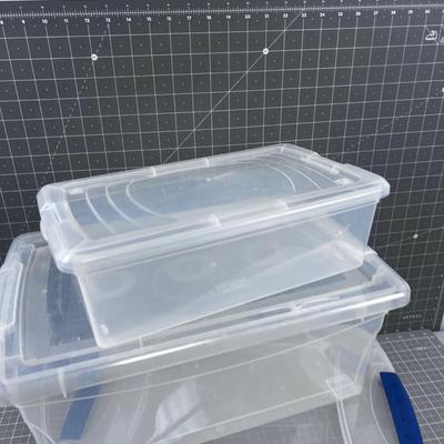 3  Small Plastic Storage Tubs 