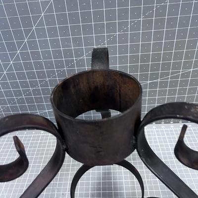 Wrought Iron Base and Glass with Candle, Candle Holder