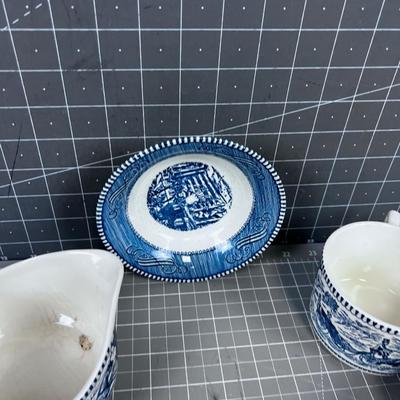 5 Pieces of Vintage Currier & Ives Dinnerware